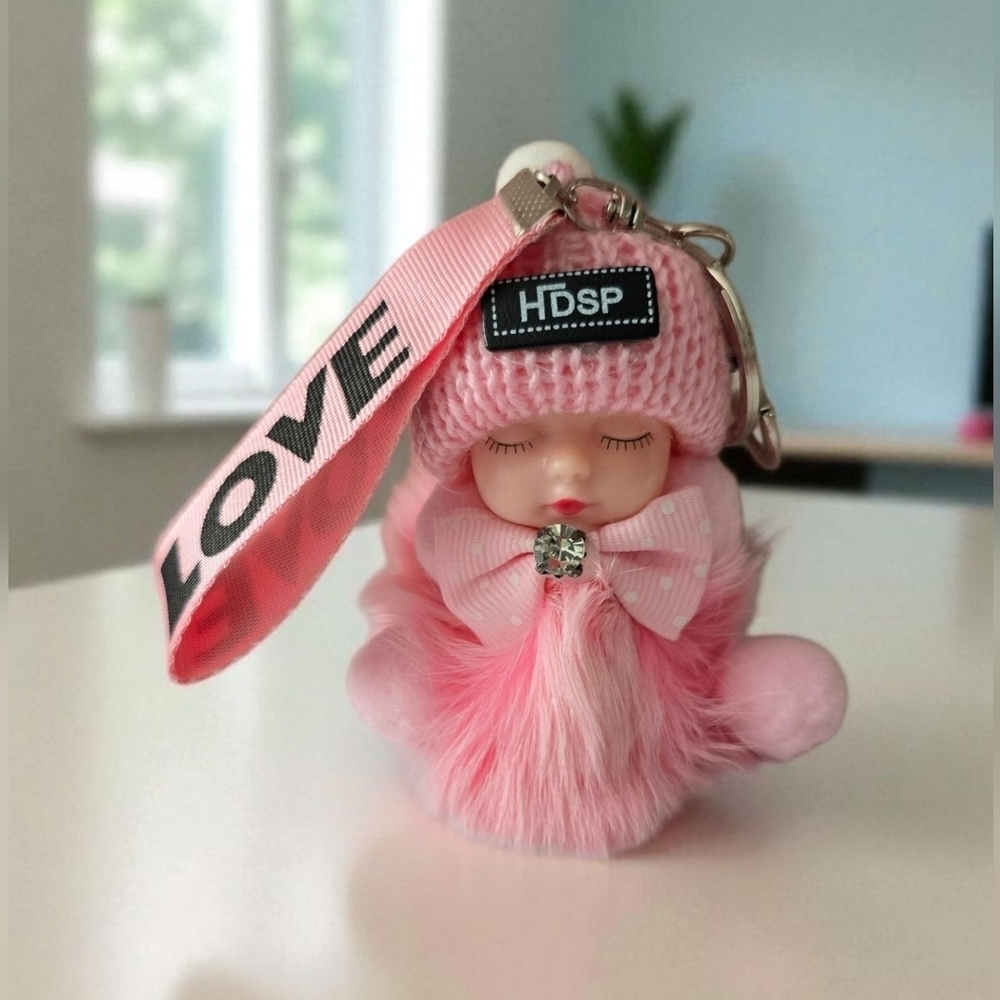 Sleeping Baby Fuzzy Keychain